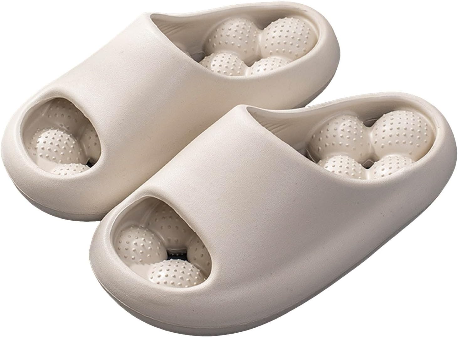 

Тапочки-подушечки для женщин и мужчин, шлепанцы-баллоны, нескользящие массажные тапочки с толстой подошвой, домашние тапочки, пляжные сандалии Generic, бежевый