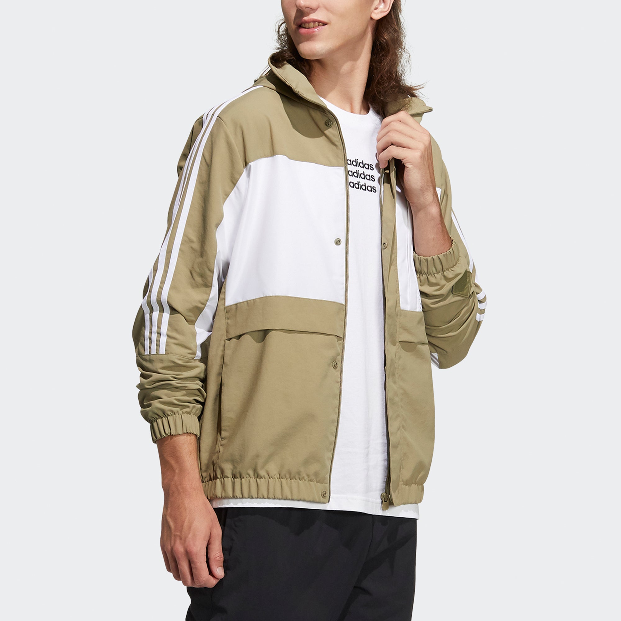 Куртка Men's adidas neo Sw Pck Hd Wb Casual Sports Detachable Jacket Olive H55263 — фото 4