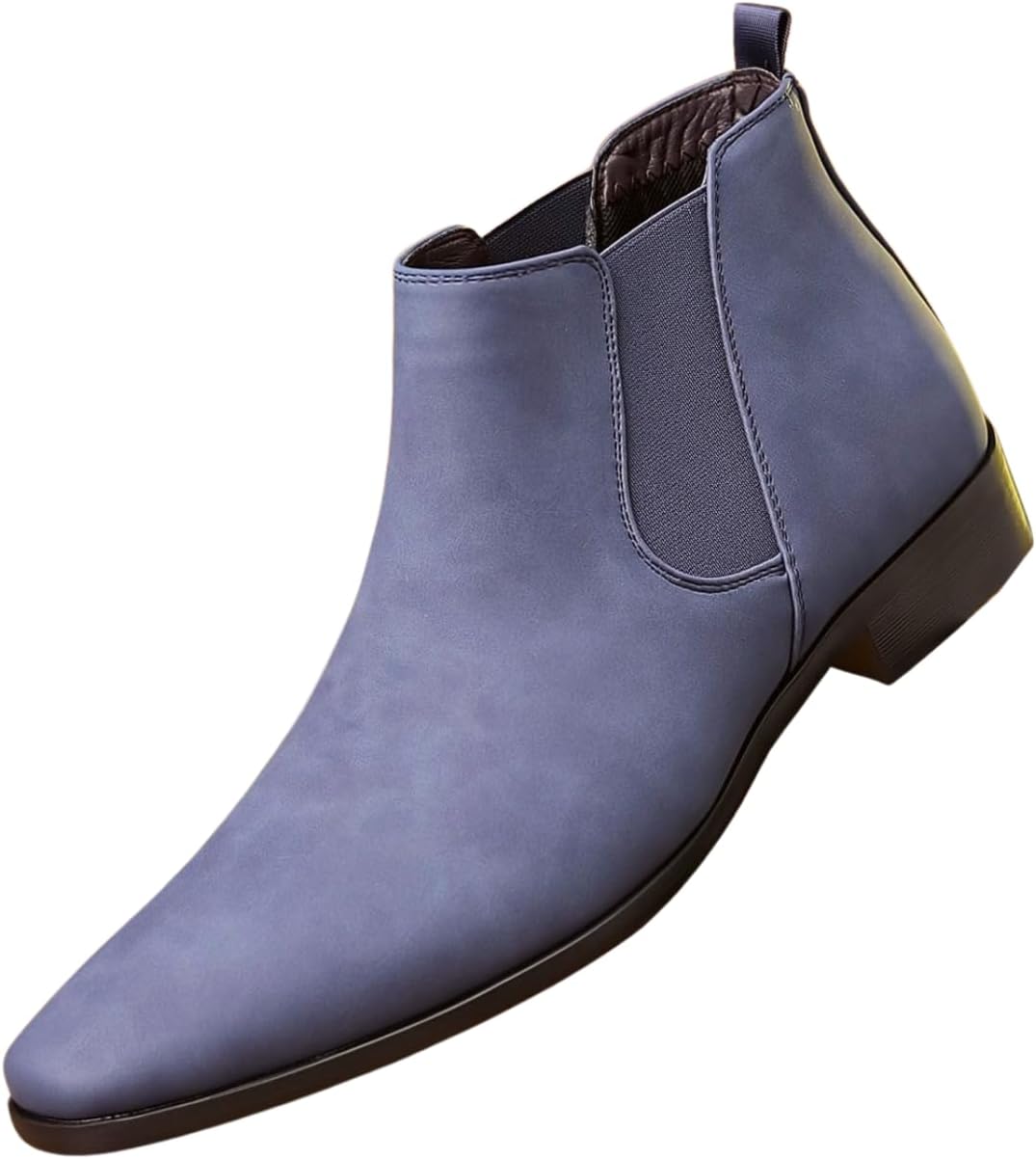 

Мужские ботинки челси Santimon, классические матовые кожаные слипоны, ботильоны для повседневной носки и деловых встреч, синий