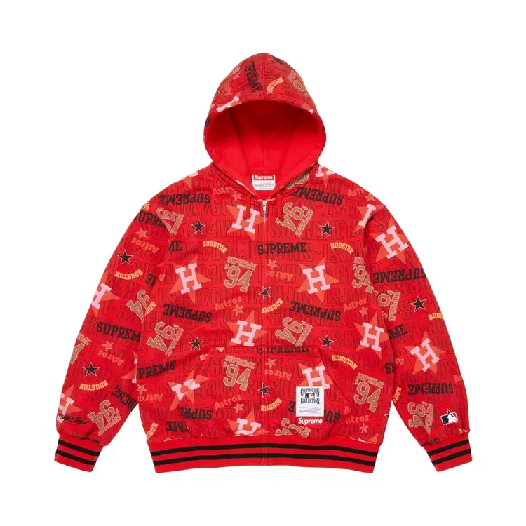 Толстовка на молнии с капюшоном Supreme x Mitchell Ness Teams, красный