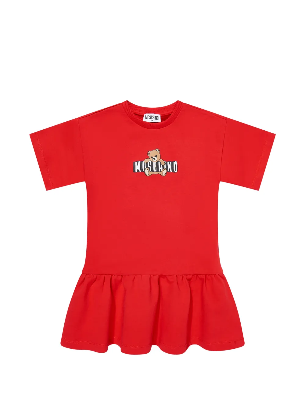 

Платье с оборками и принтом "Тедди" Moschino Kids, красный