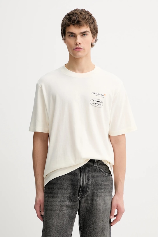 

Хлопковая футболка Abercrombie & Fitch, бежевый