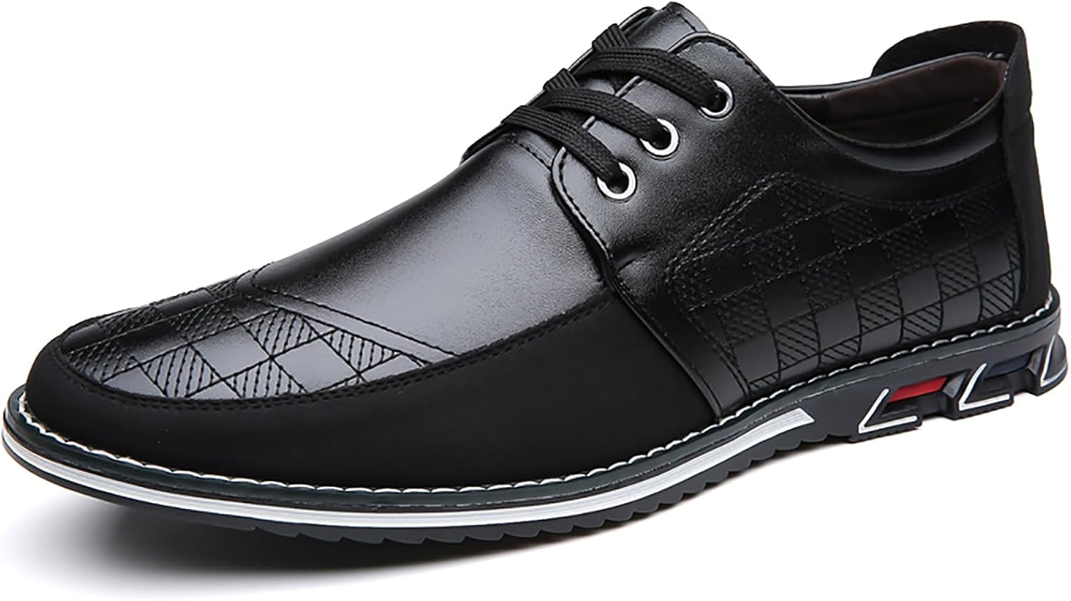 

Мужские кожаные оксфорды с принтом, кроссовки, классический комфорт, шнуровка, противоскользящие, плоские, оксфорды для работы в офисе, вождения и прогулок Loveheynew, черный