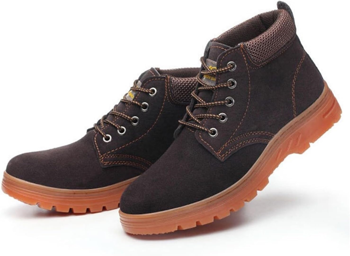 

Мужские модные ботинки с стальным носком, противоскользящие, прочные, безопасные для промышленного и строительного труда, удобные и безопасные кроссовки, зимние теплые походные ботинки Generic, коричневый