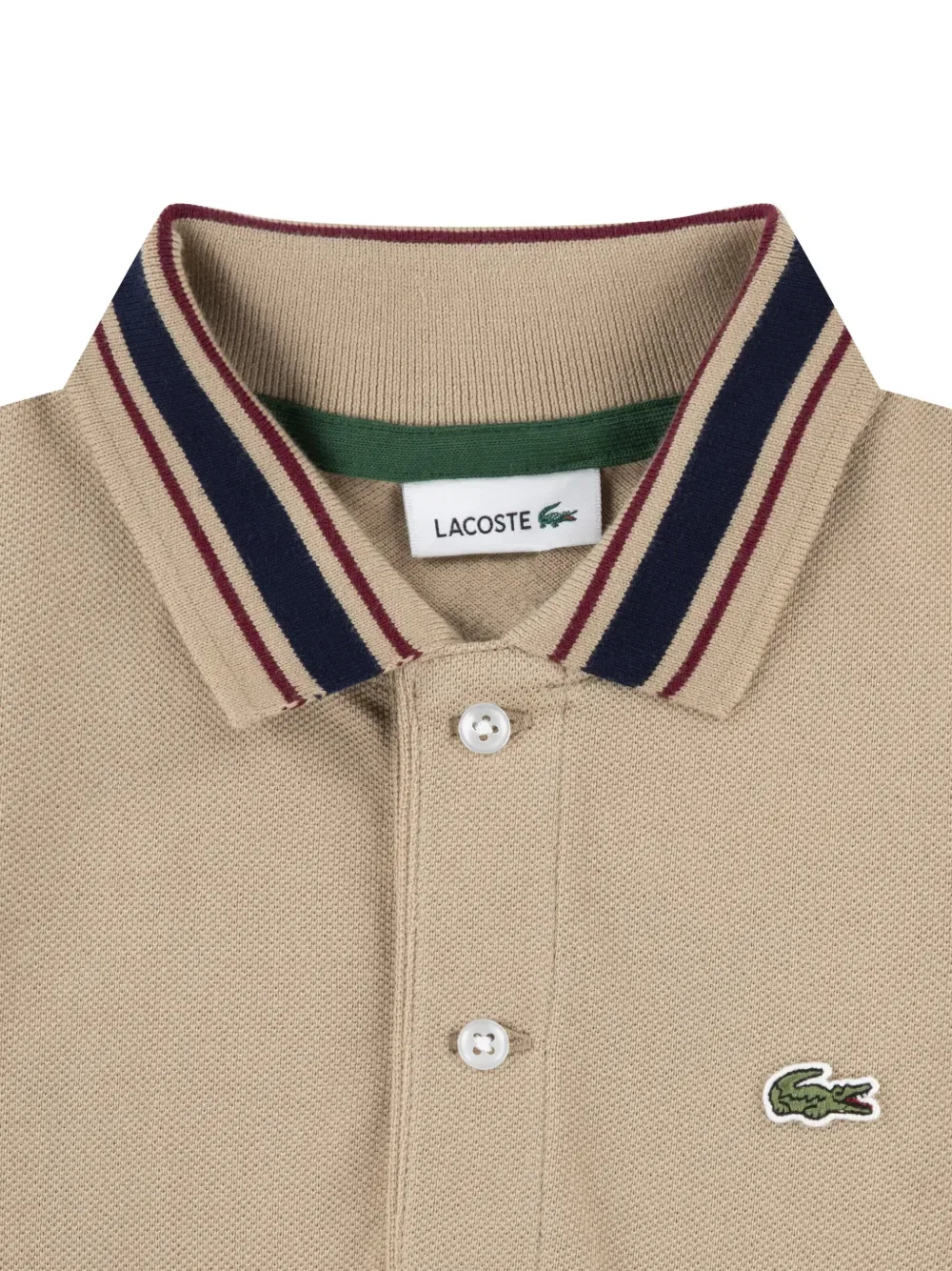 Полосатая рубашка-поло с воротником-стойкой из пике Lacoste Kids, нейтральный — фото 4