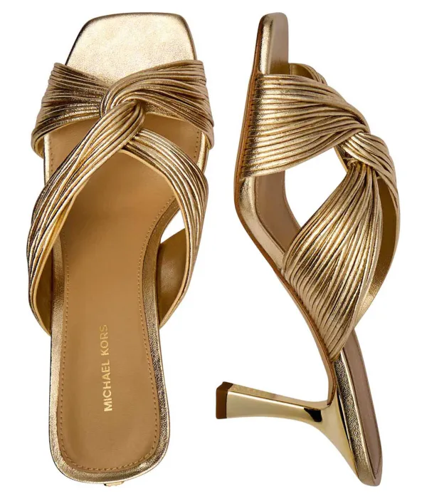 Кожаные босоножки на шпильке Alessia Michael Kors, желтый — фото 4