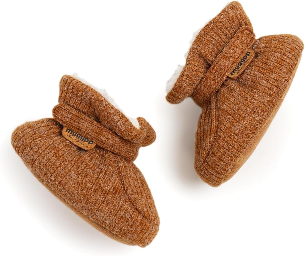 

HsdsBebe Детские ботиночки на щиколотку для мальчиков и девочек, флисовые пинетки с противоскользящей резиновой подошвой, кроссовки для малышей, обувь для новорожденных для ходьбы и сна, B2081/Brown