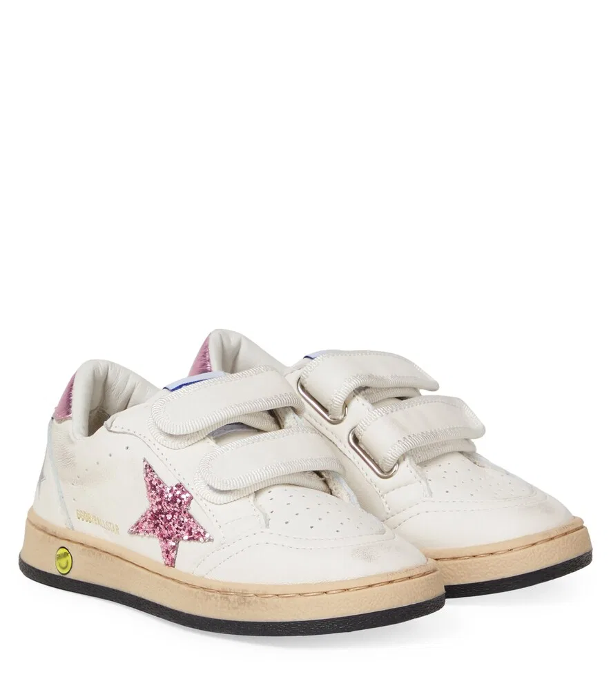 Кожаные кроссовки Ball Star с блестками Golden Goose Kids, белый