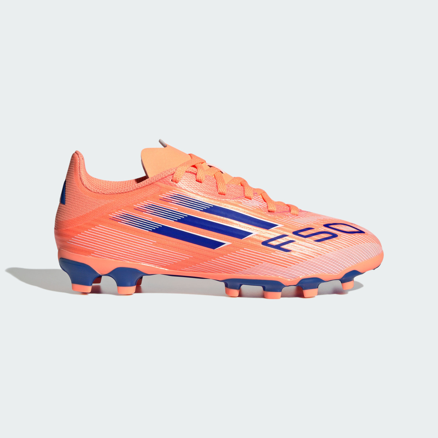 Футбольные бутсы f50 league детские Adidas, оранжевый/ярко-синий/белый — фото 3