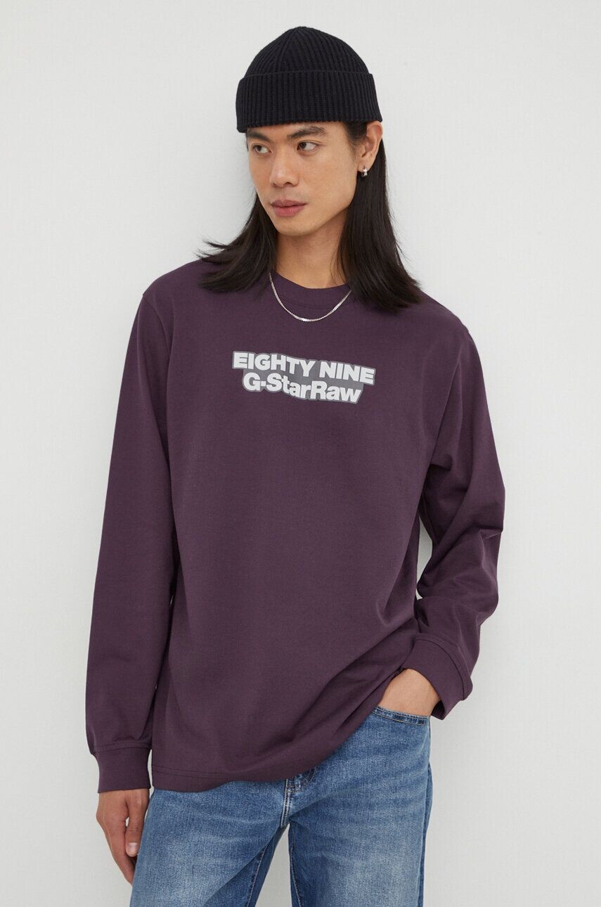 

Хлопковый топ с длинными рукавами G-Star Raw, фиолетовый
