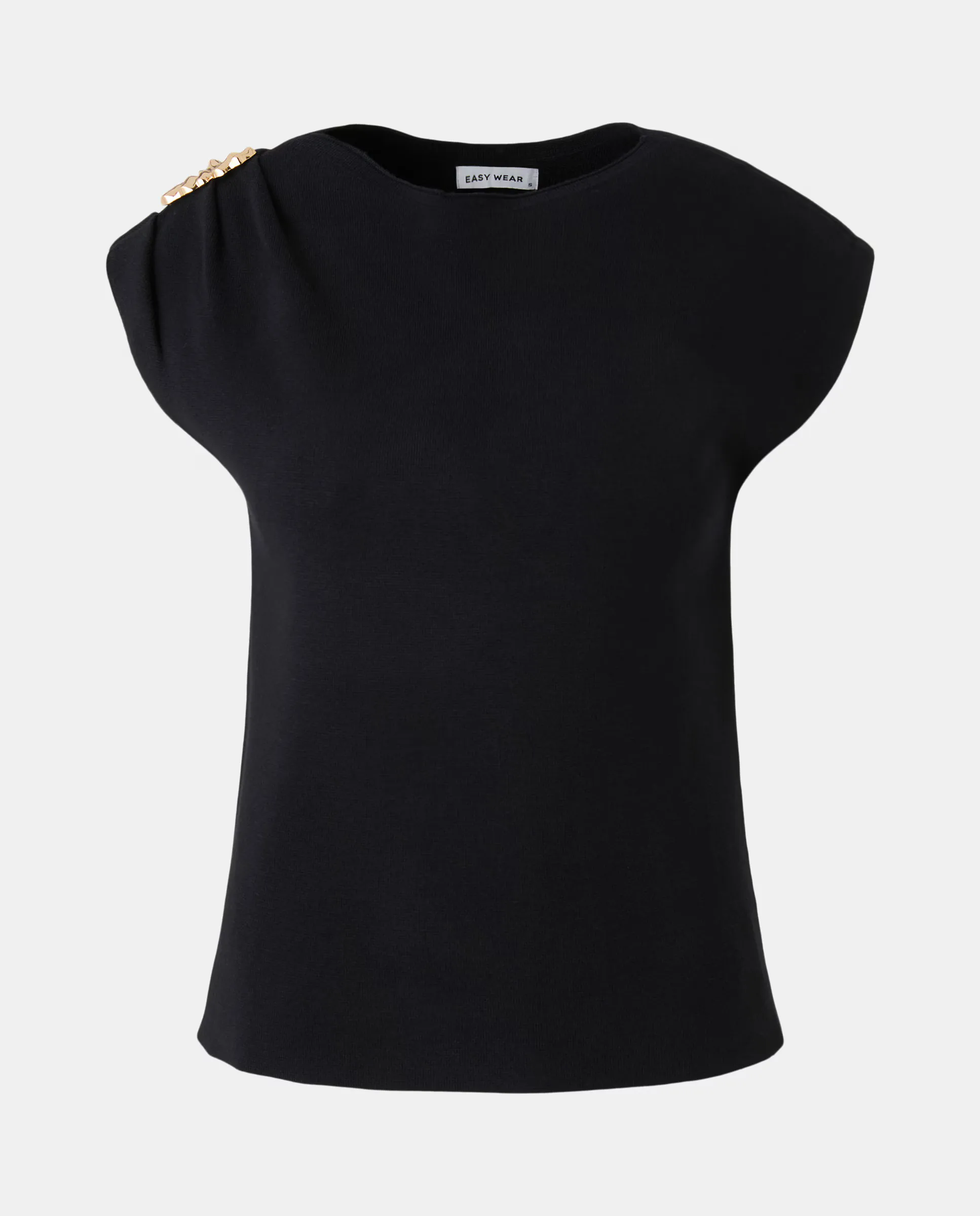 

Женский топ из трикотажа с металлическим декором на плече Easy Wear, черный