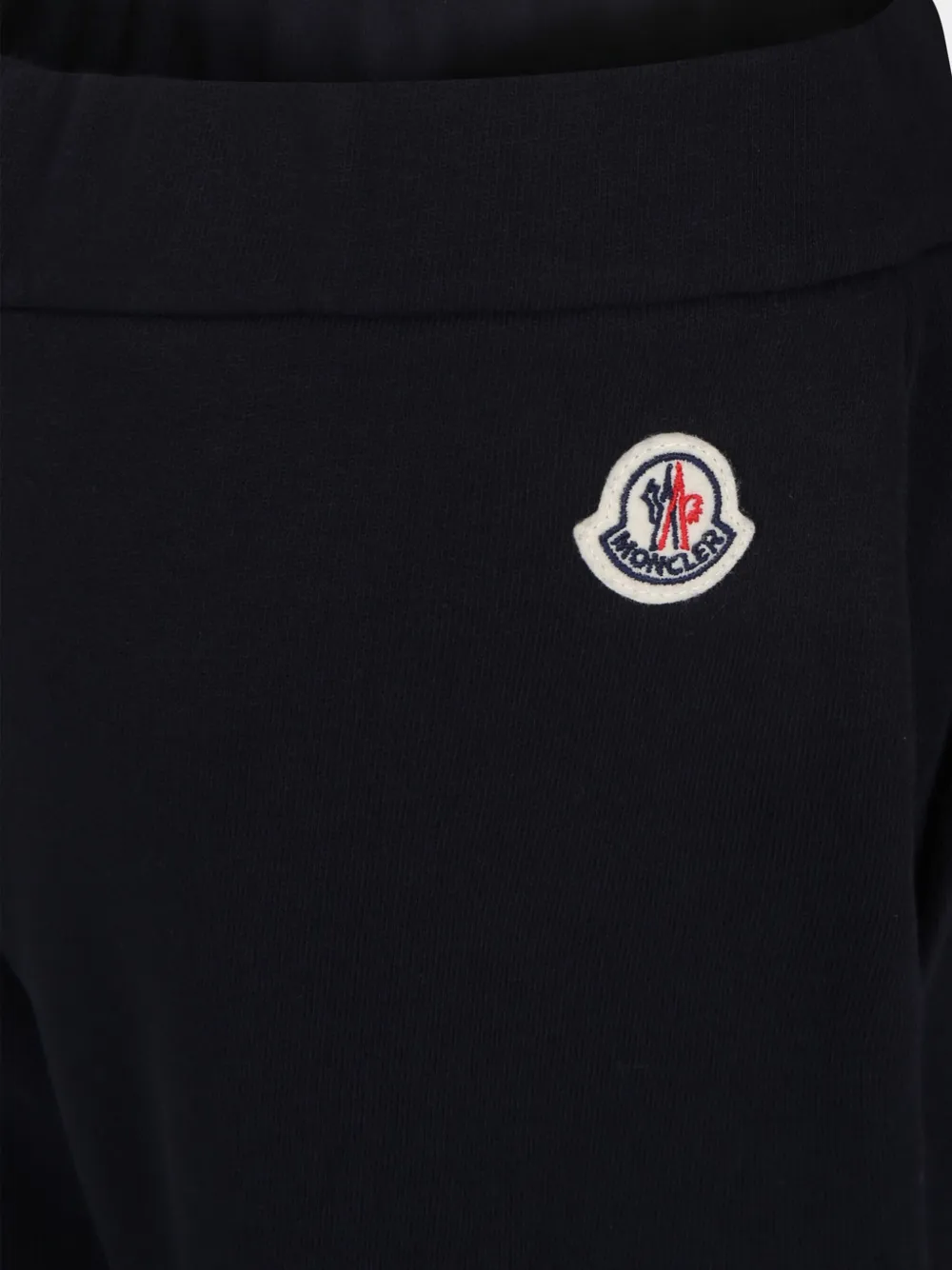 Спортивные брюки с нашивкой-логотипом Moncler Enfant, синий — фото 3