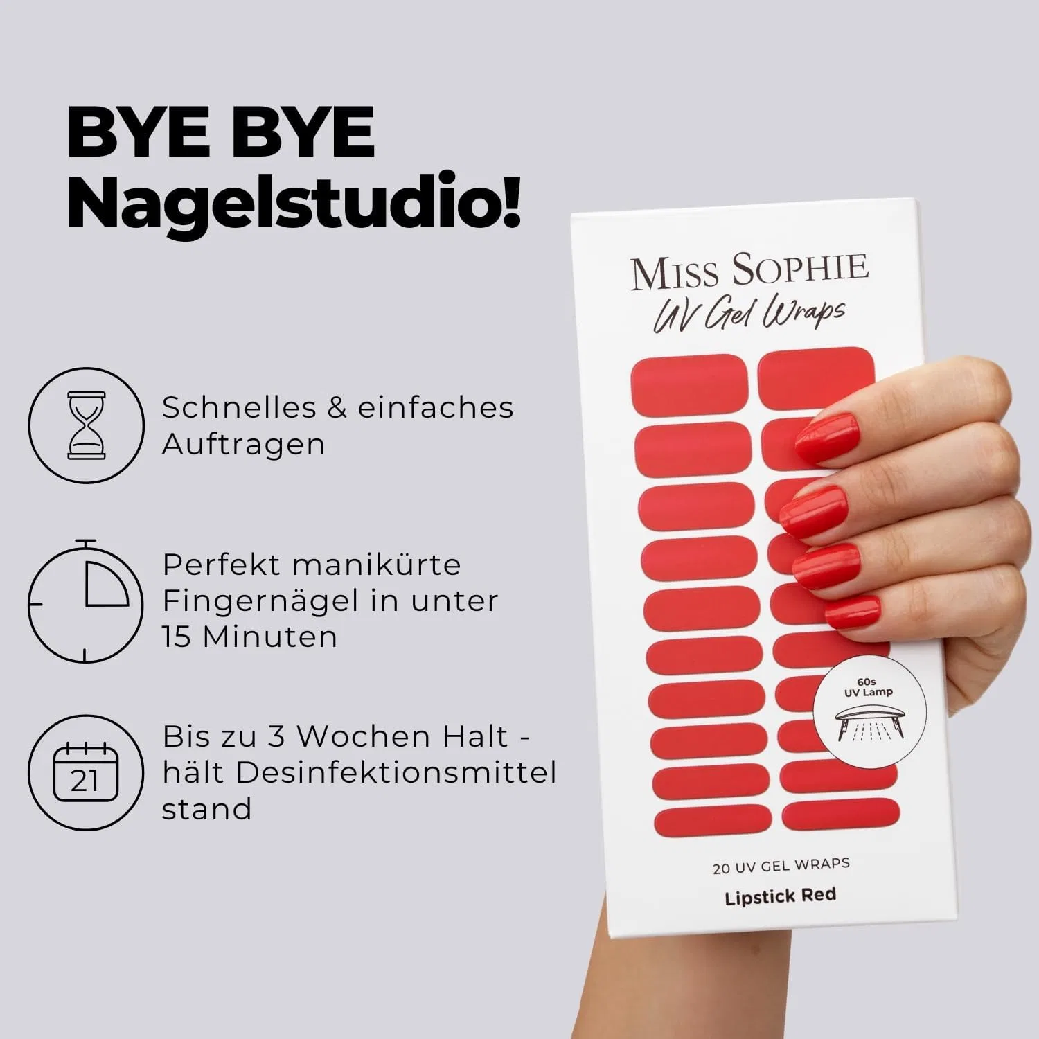 Набор УФ-стикеров для ногтей «Paris Je T'aime UV & Lipstick Red UV» от Miss Sophie Miss Sophie — фото 3