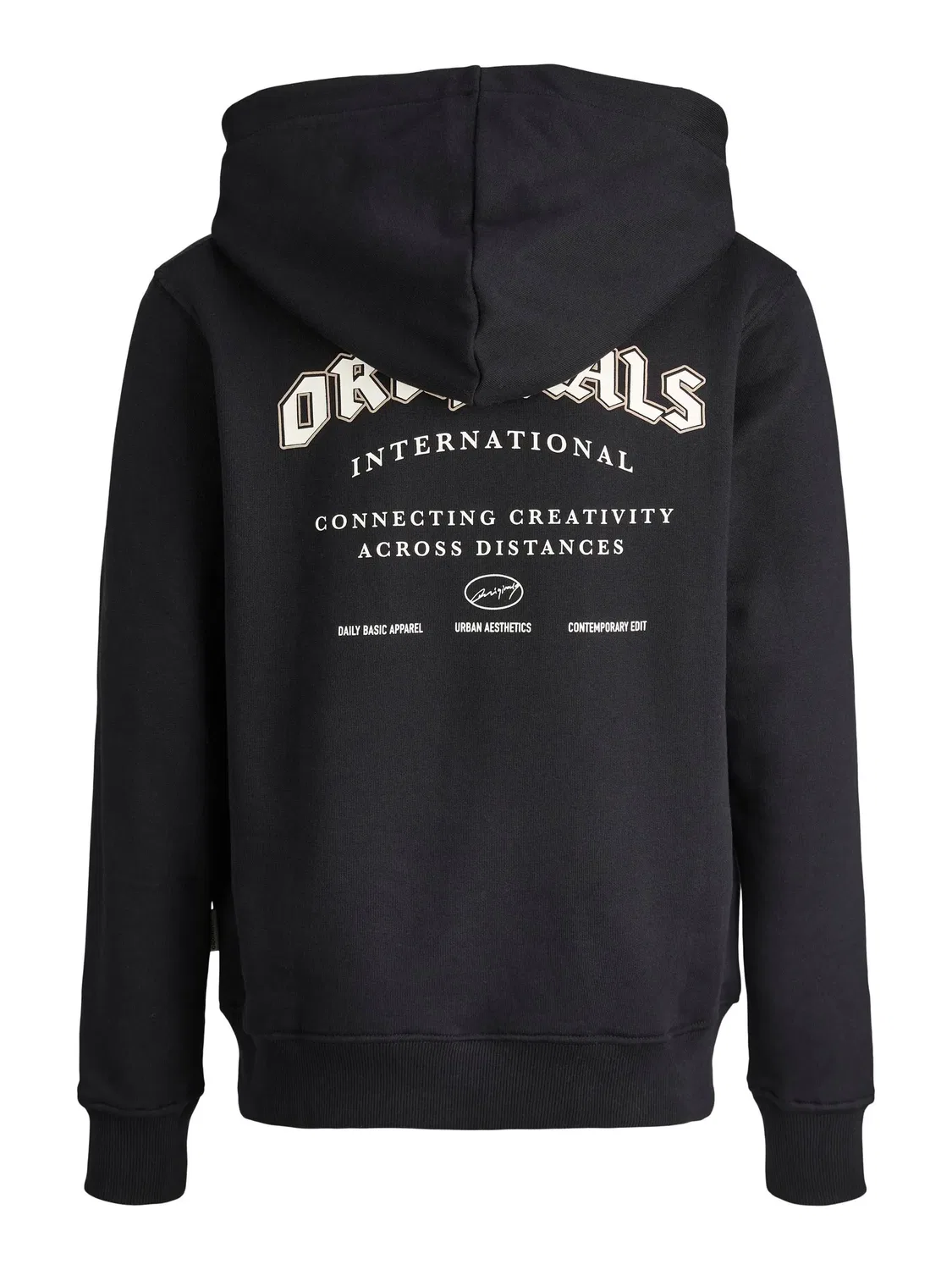 Капюшон худи из хлопка JACK & JONES Junior, черный — фото 2