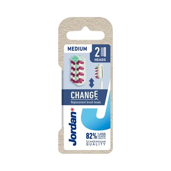 Сменные насадки для зубных щеток Jordan Change Medium, 1 упаковка-2 шт — разные цвета — фото 2