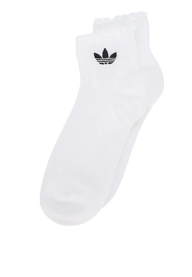 Носки женские, с оборками, Quarter Socks Adidas, белый/черный