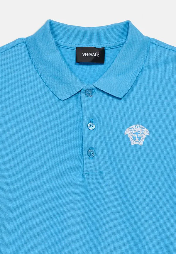 Футболка-Поло с изображением силуэта медузы, унисекс. Versace, Blue Butterfly/Bianco — фото 4