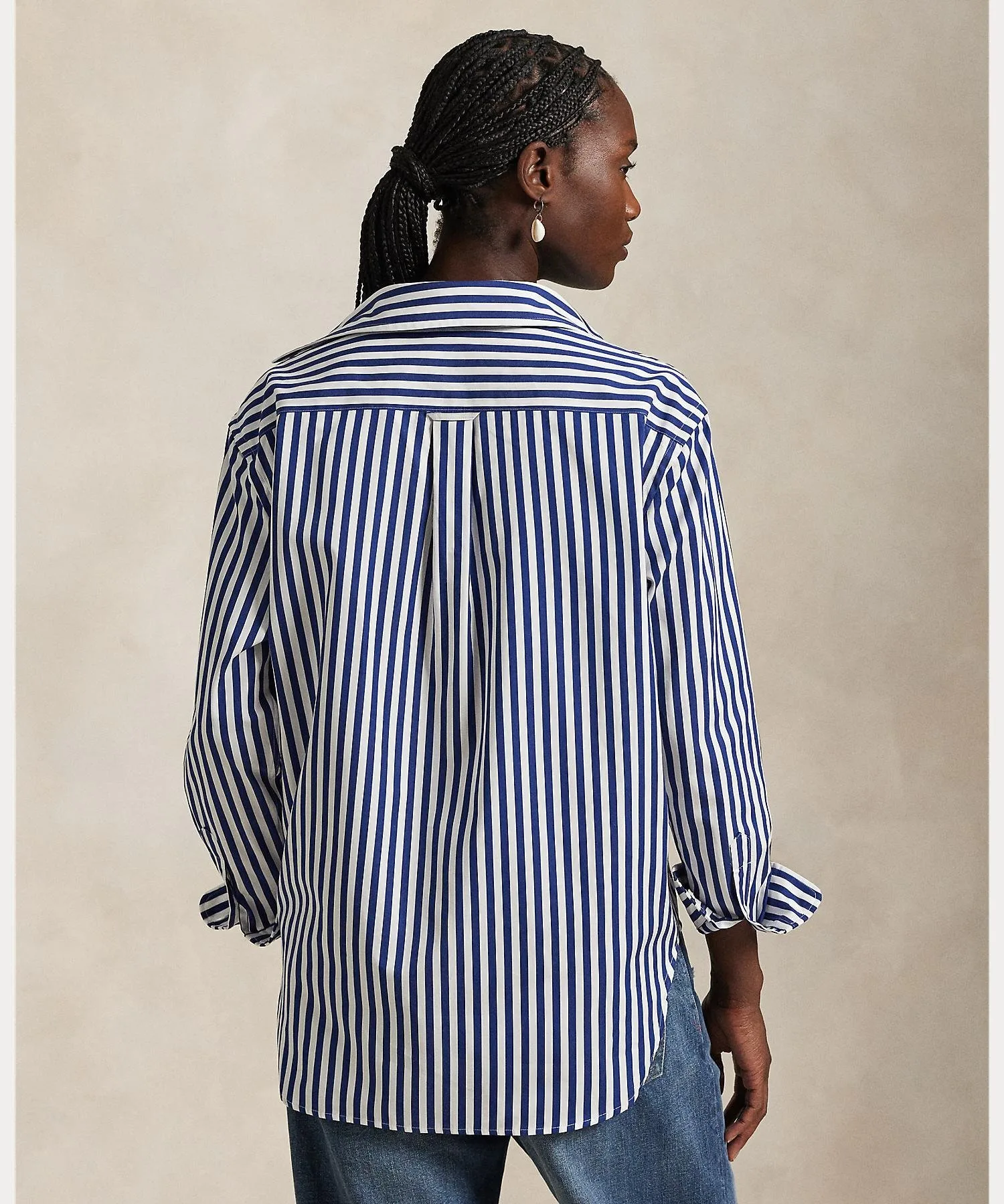 Хлопковая рубашка в полоску свободного кроя Polo Ralph Lauren, 400 Blue — фото 4
