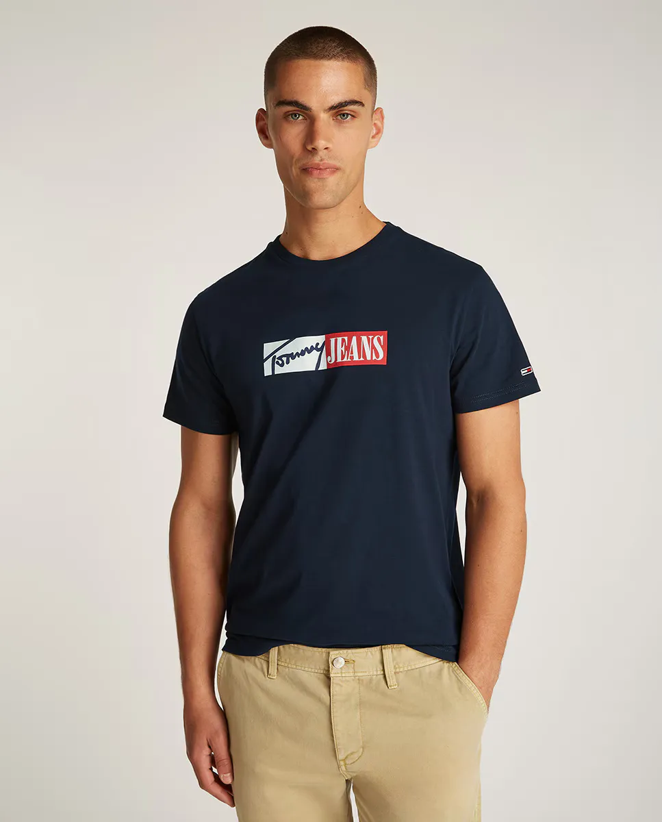 

Футболка мужская облегающая с коротким рукавом Tommy Jeans, темно-синий