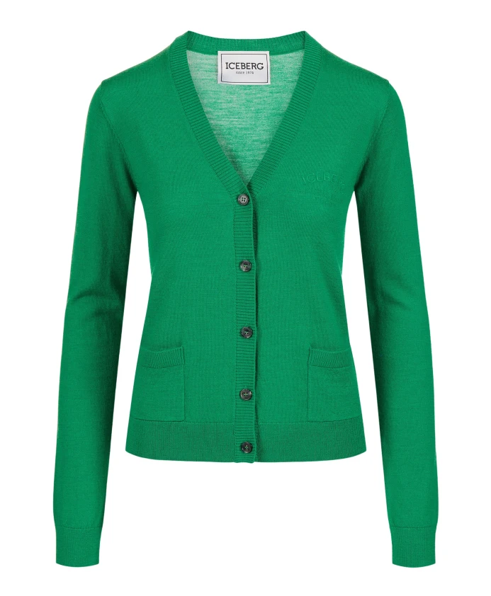 

Кардиган изумрудно-зеленого цвета с вышитым логотипом. Iceberg, зеленый