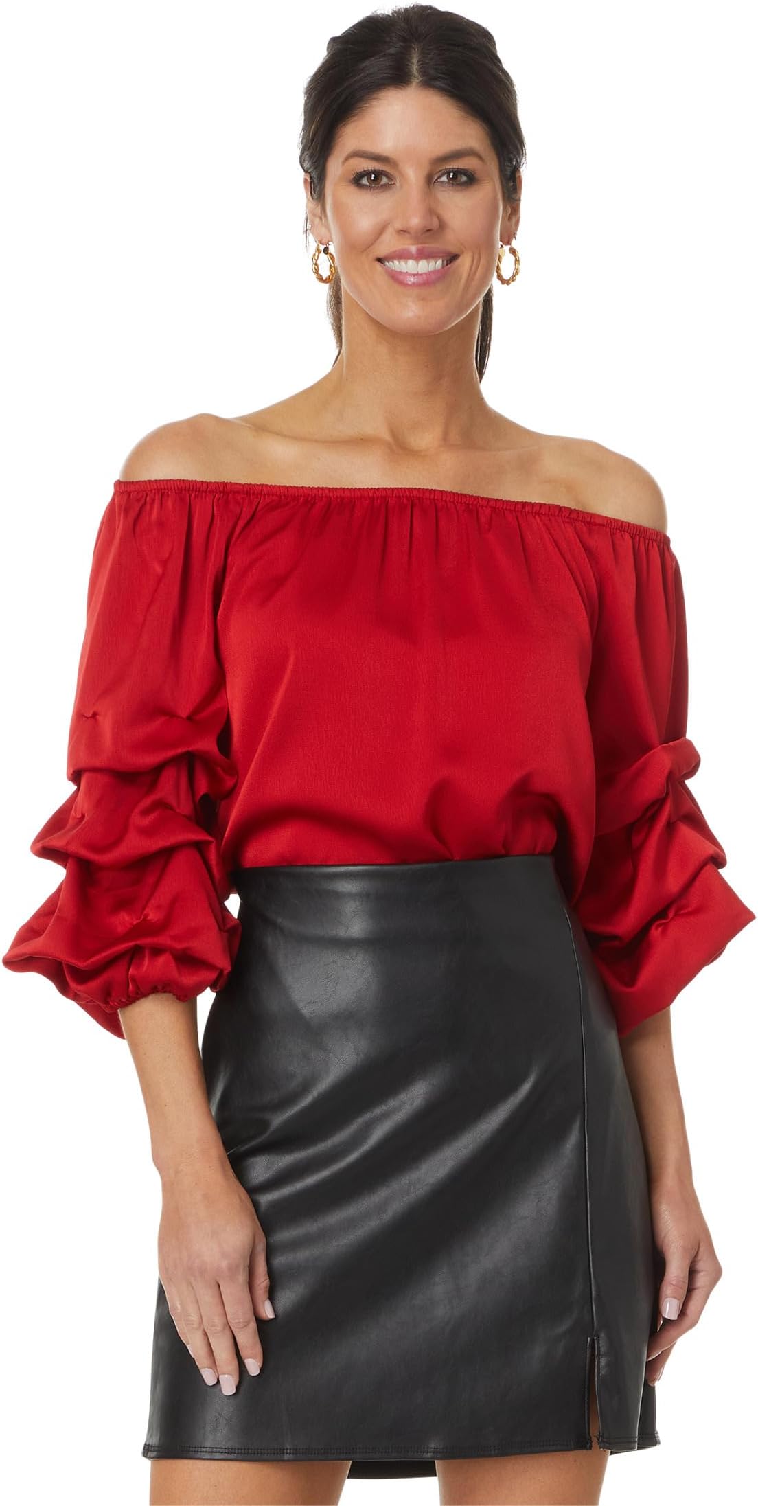 

Блуза Vince Camuto Off-the-Shoulder Bubble Sleeve Blouse, цвет Ultra Red