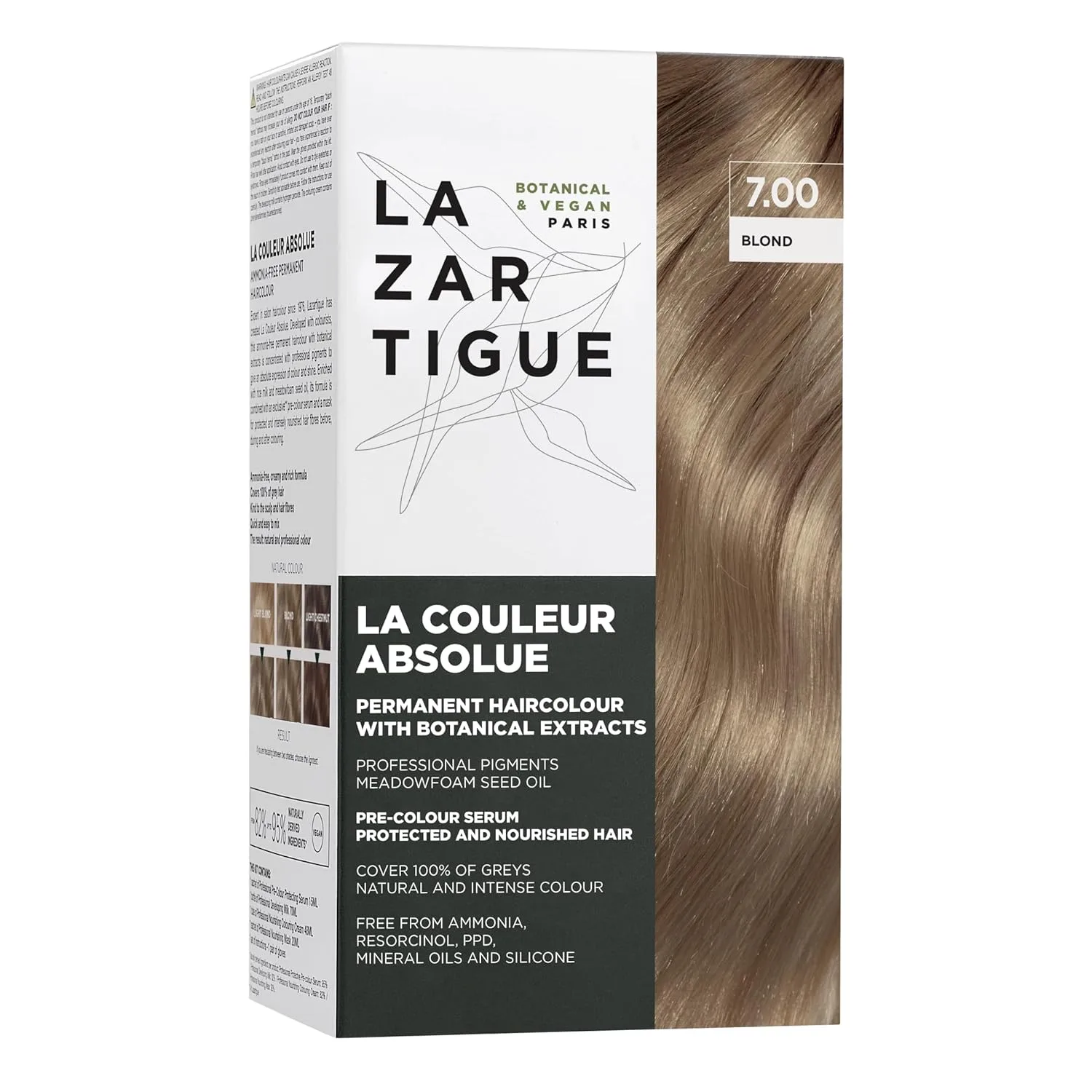 Lazartigue La Couleur Absolue, стойкая краска для волос с растительными экстрактами, набор для окрашивания, веганский продукт, не тестируется на животных, не содержит аммиака. 1 штука (1 шт.), 7.00 Blond
