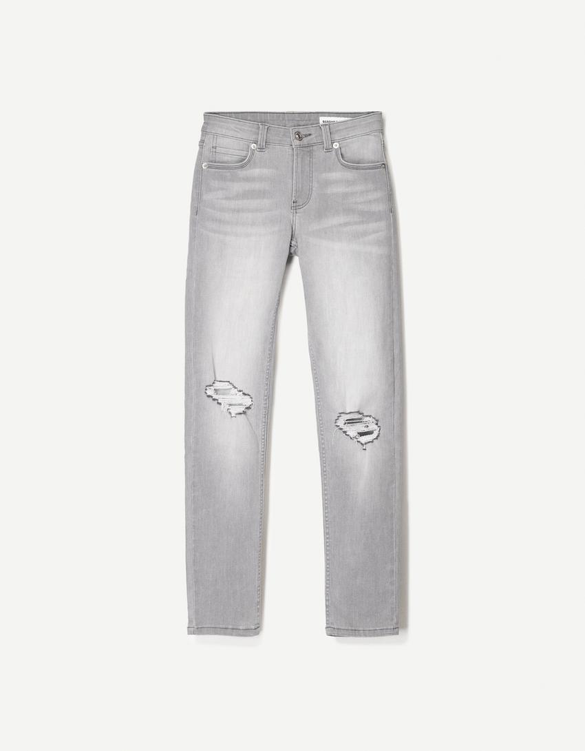 

Узкие джинсы с заниженной талией Bershka, серый