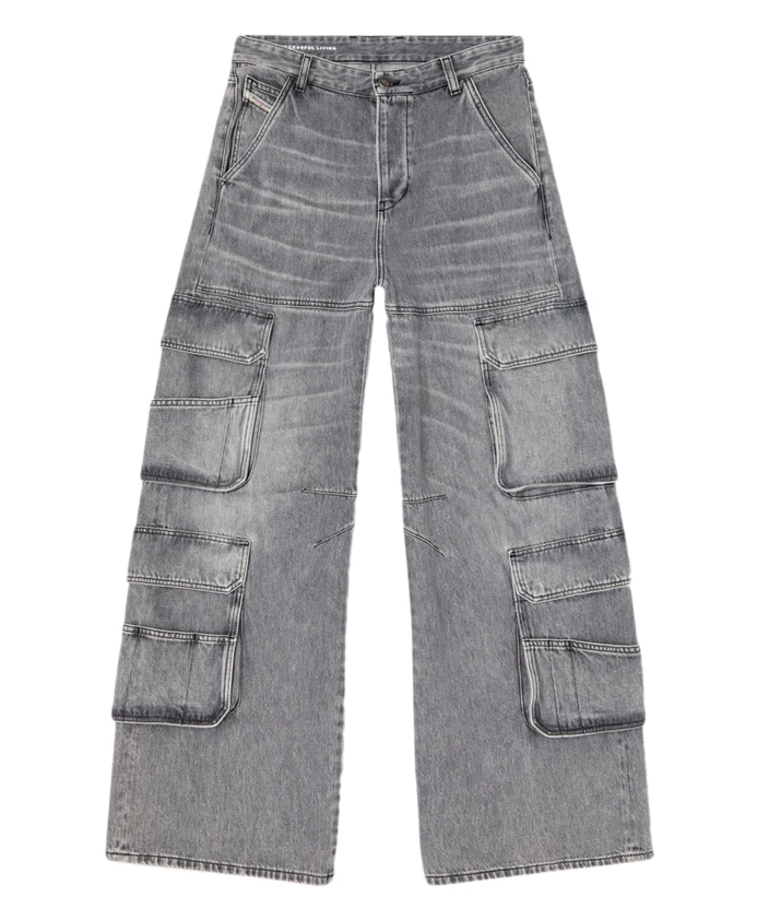 

Джинсы карго из денима Diesel, серый