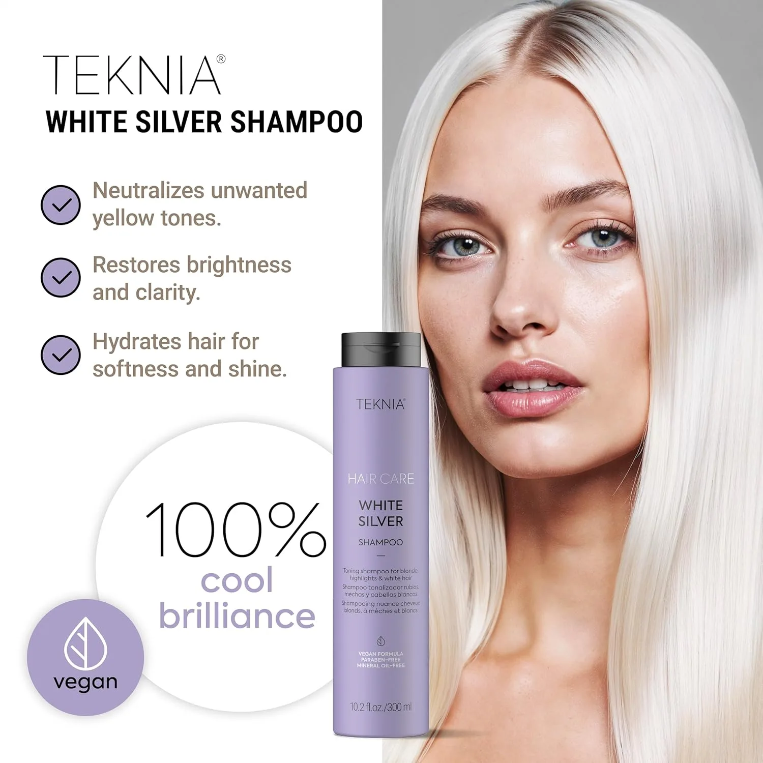 Шампунь LAKMÉ Teknia White Silver, тонирующий шампунь для светлых и осветленных волос. 302 мл (.), white — фото 2