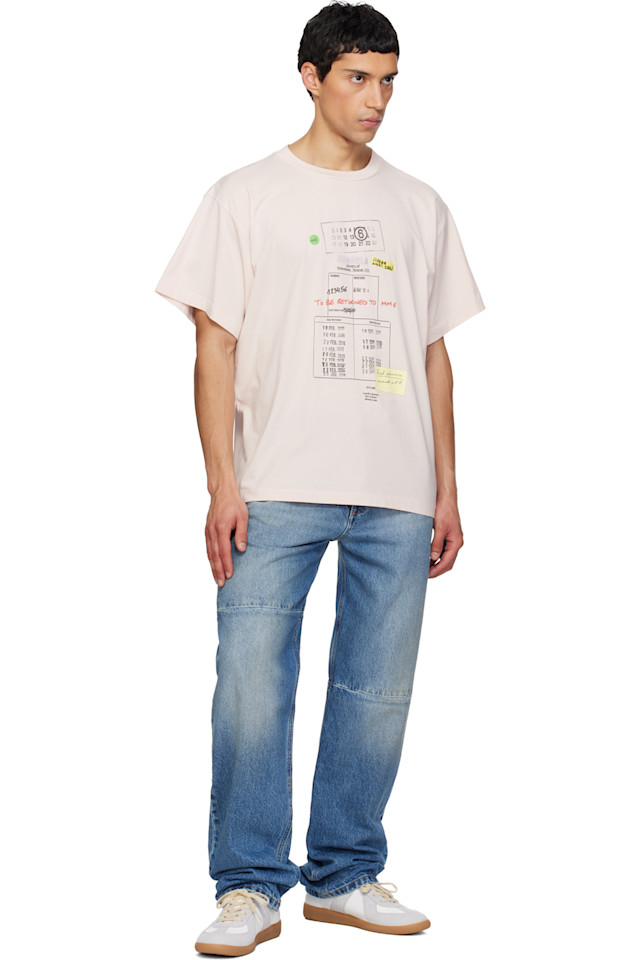 Футболка с библиотечной маркой Mm6 Maison Margiela, розовый — фото 4