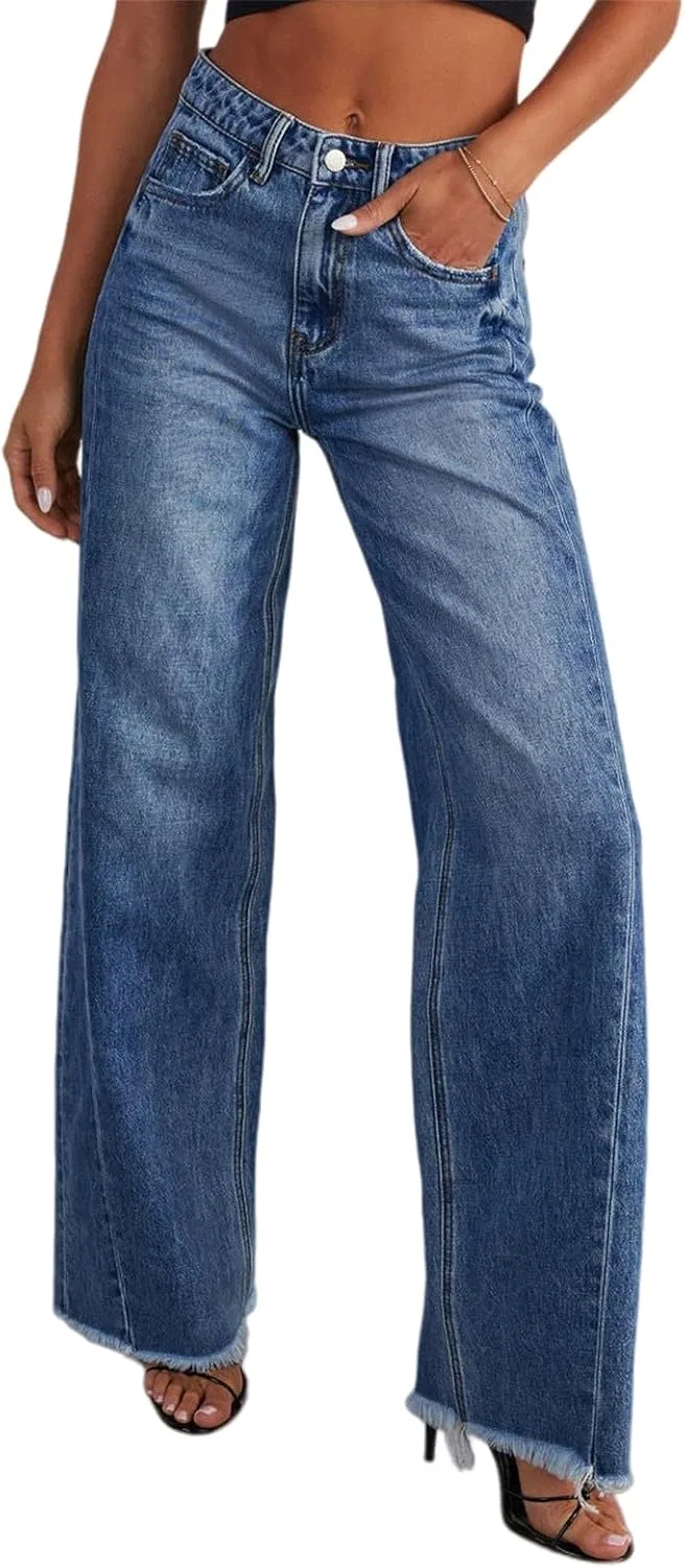 Джинсы baggy high waisted wide leg, Barrel Jeans, темно-синие