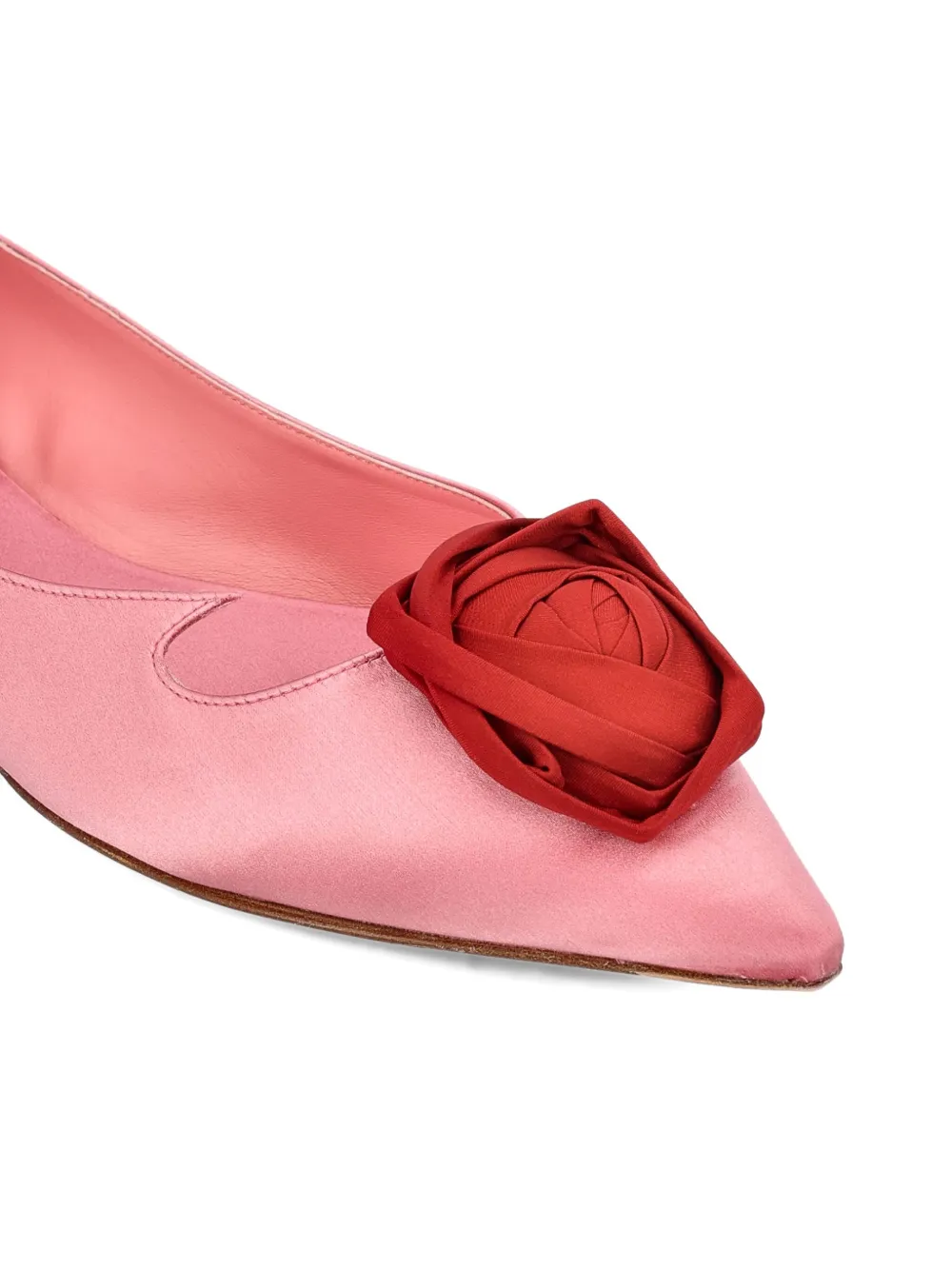 Балетки с острым носком и украшением в виде розы Roger Vivier, розовый — фото 4