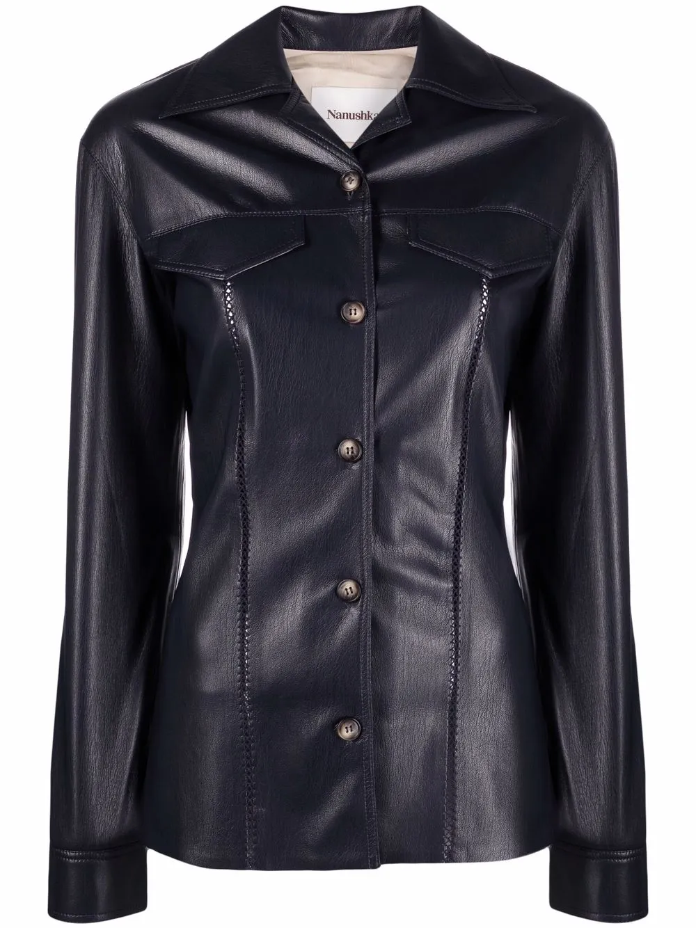 

Рубашка из искусственной кожи Nanushka, синий