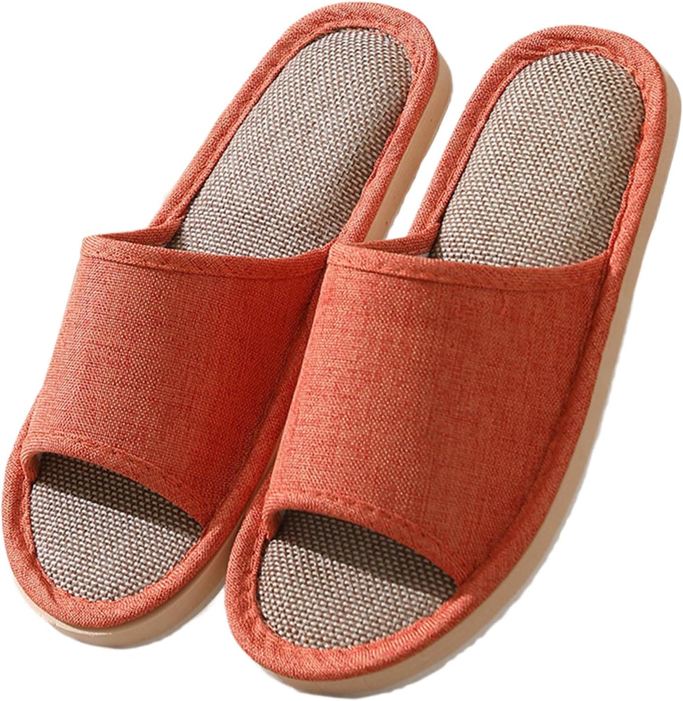 

Унисекс домашние тапочки из хлопка с открытым носком, с мемори-пеной, для женщин и мужчин, нескользящие теплые тапочки, комфортные японские домашние тапочки для осени Generic, оранжевый