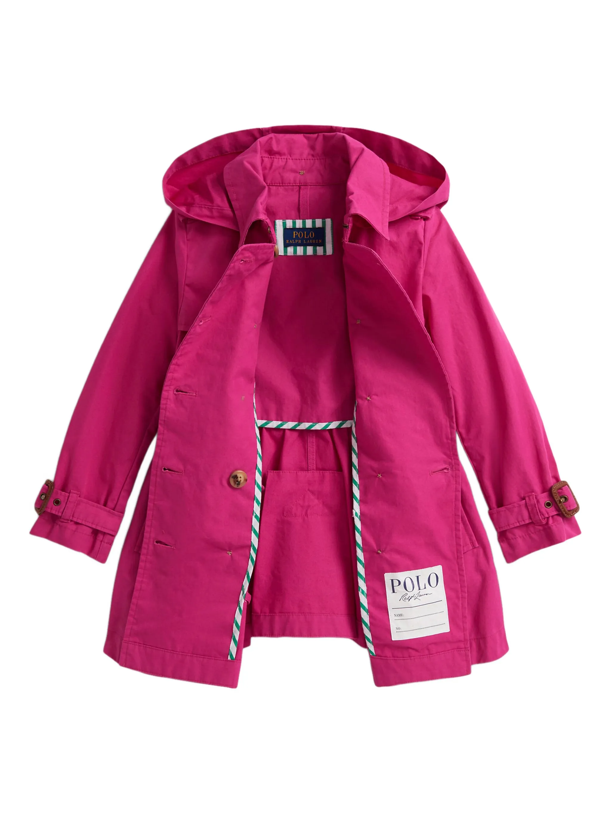 

Двубортный тренч с капюшоном Polo Ralph Lauren Kids, розовый