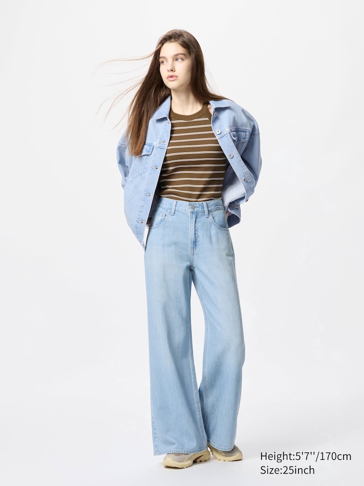 

Джинсы-Клеш с драпировкой Uniqlo, цвет 63 синий