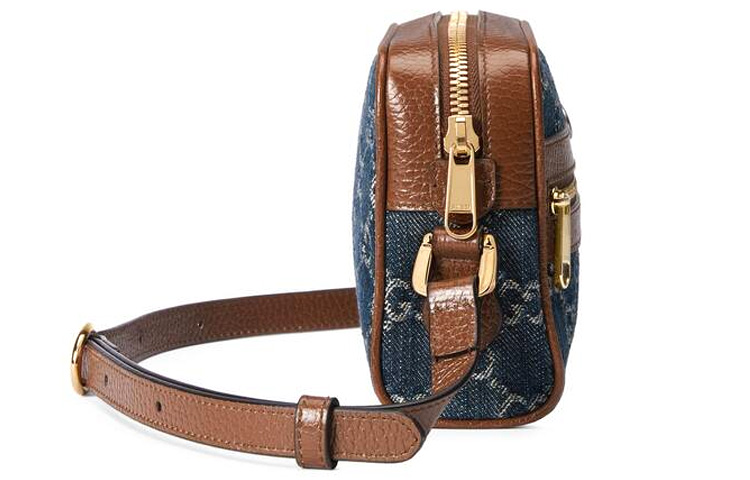 Сумка через плечо GUCCI Ophidia Denim с кожаной отделкой — фото 3