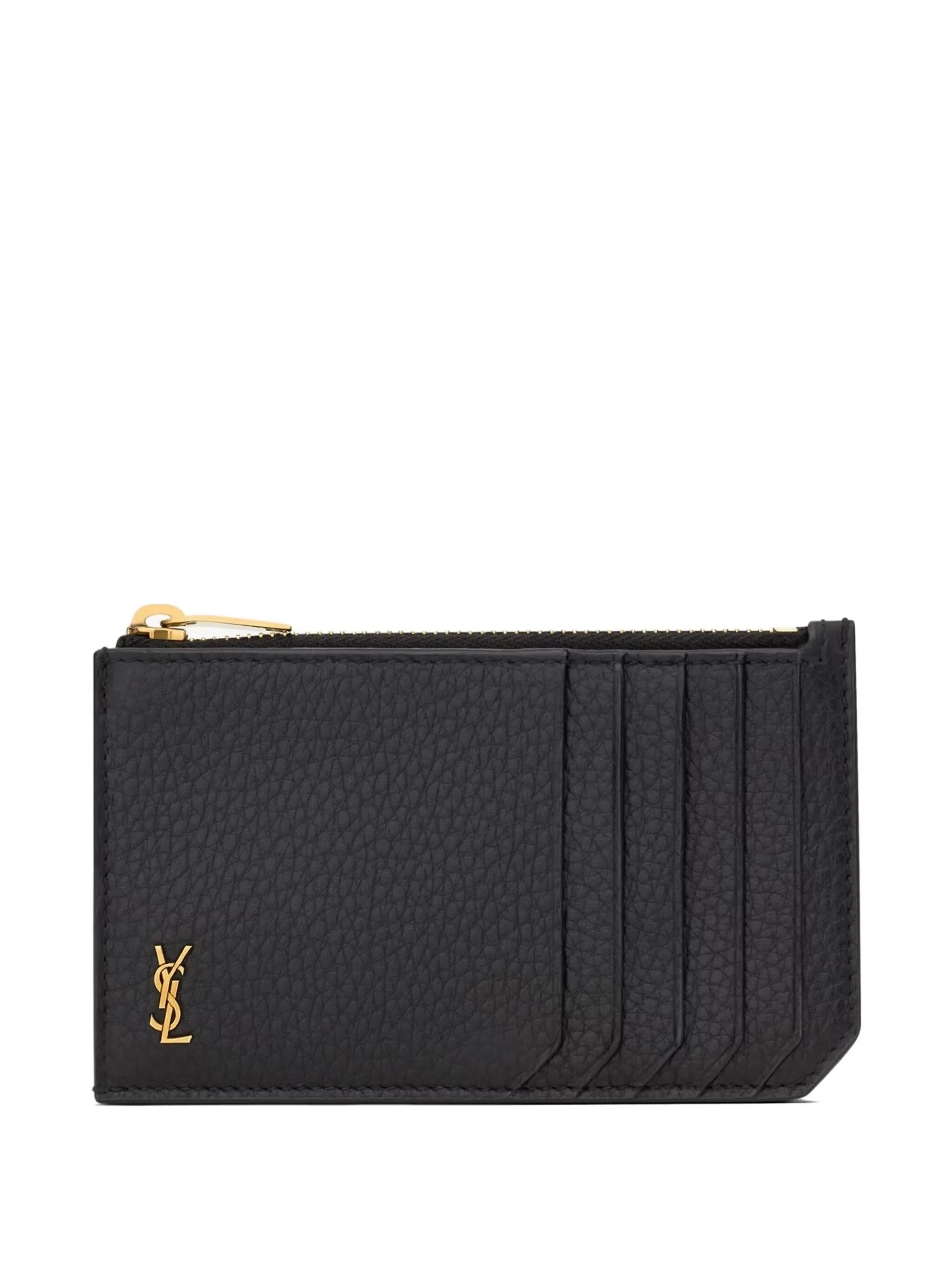

Картхолдер на молнии с логотипом Saint Laurent, черный