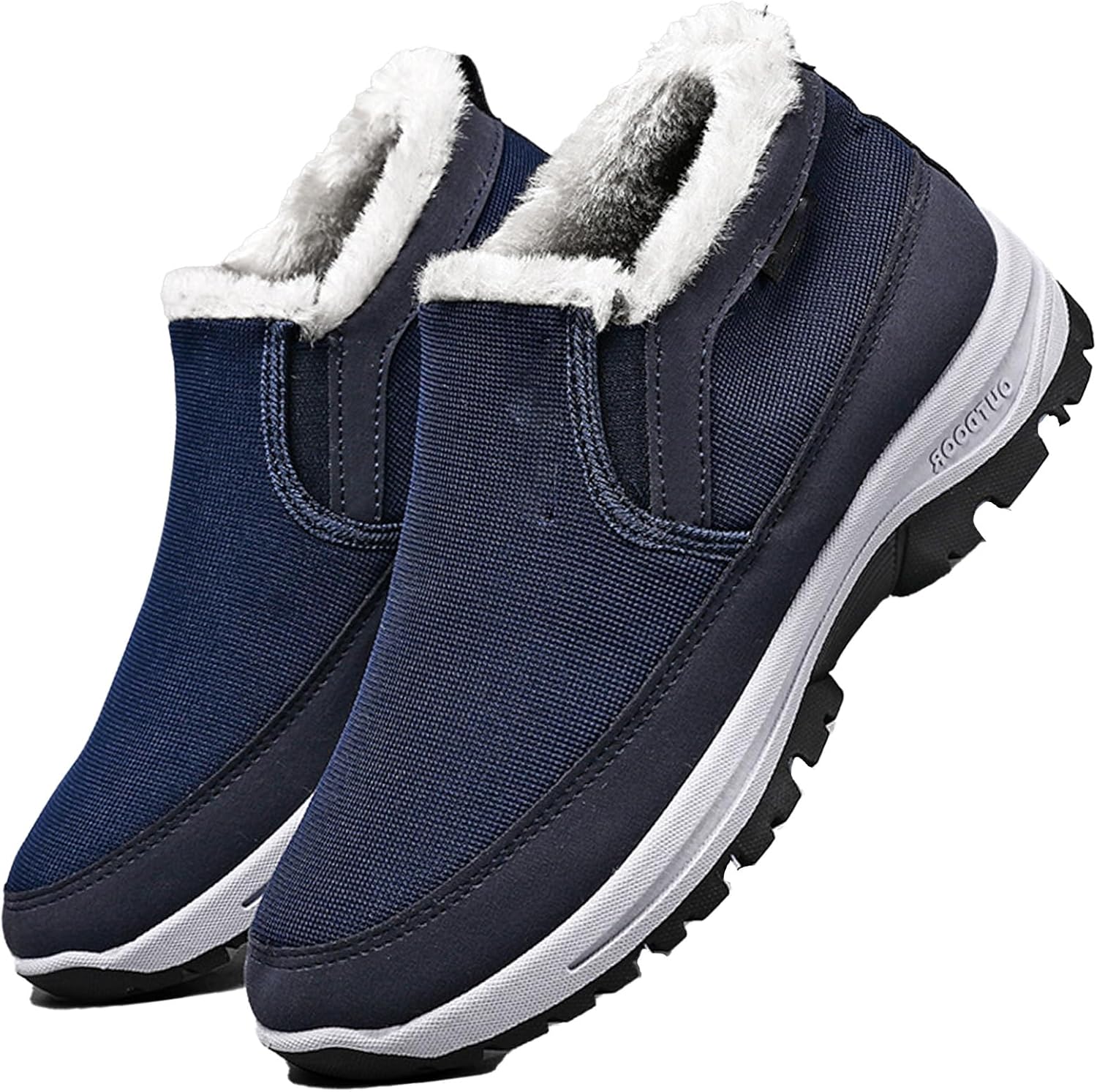 

Мужские утепленные теплые нескользящие слипоны GHTRHSB для улицы, зимние удобные легкие кроссовки из флиса, повседневные с меховой подкладкой снежные ботинки на щиколотку, синий