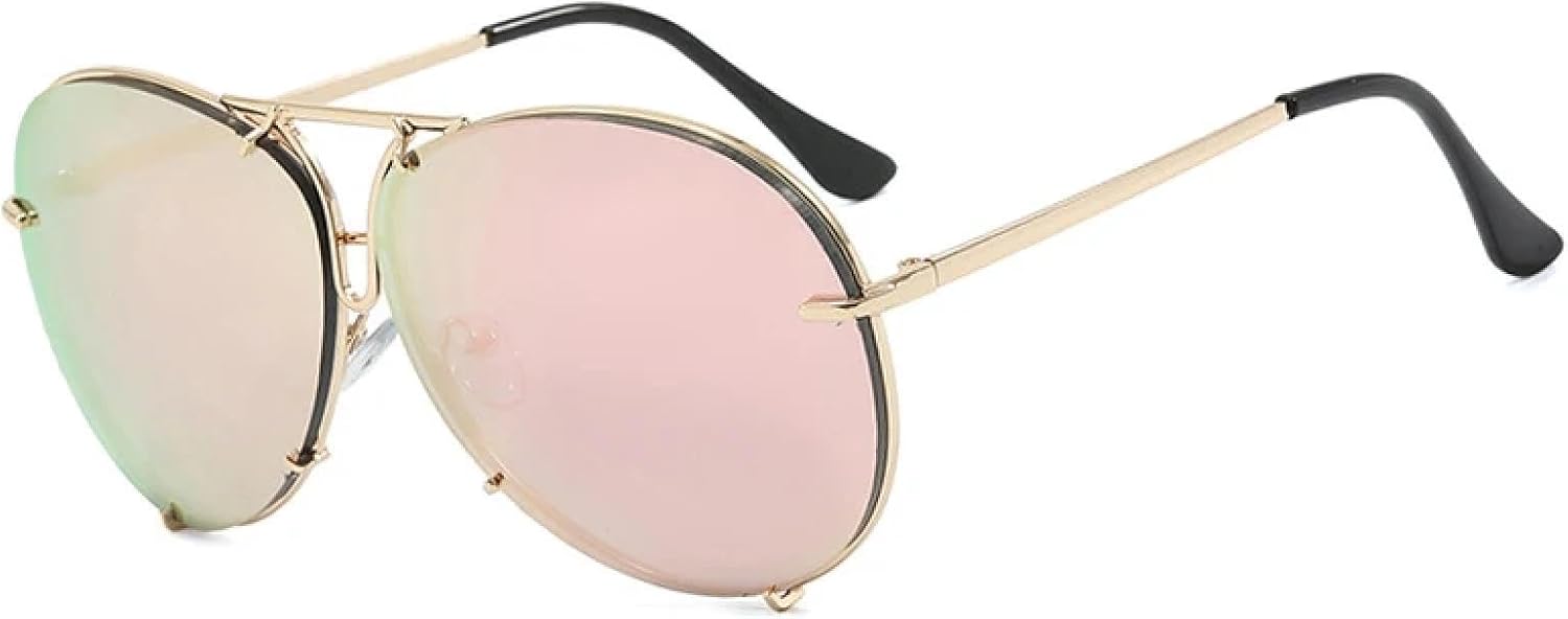 

Классические большие мужские солнцезащитные очки, винтажные металлические солнцезащитные очки для женщин, зеркальные очки с градиентной расцветкой, мужские очки для вождения, защита от УФ-излучения UV400 TKKTLLT, Gold Pink