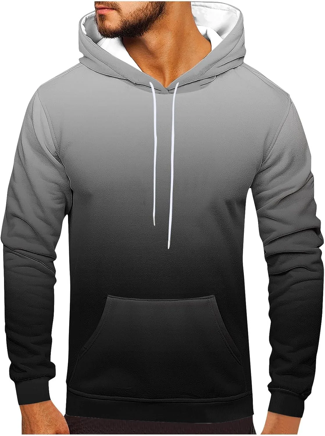 

Мужской худи с капюшоном на шнурке, Slim Fit, мягкий градиентный OTSANT