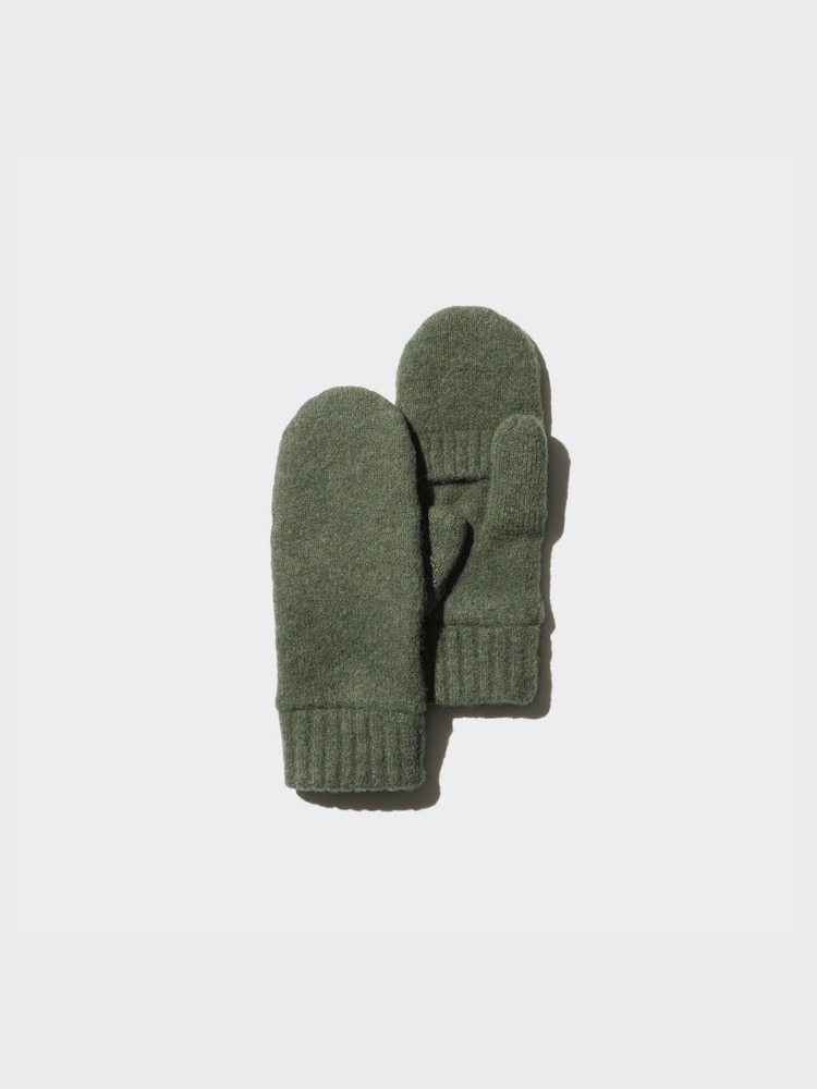 

Варежки из пряжи суфле с подкладкой Heattech Uniqlo, цвет 54 зеленый