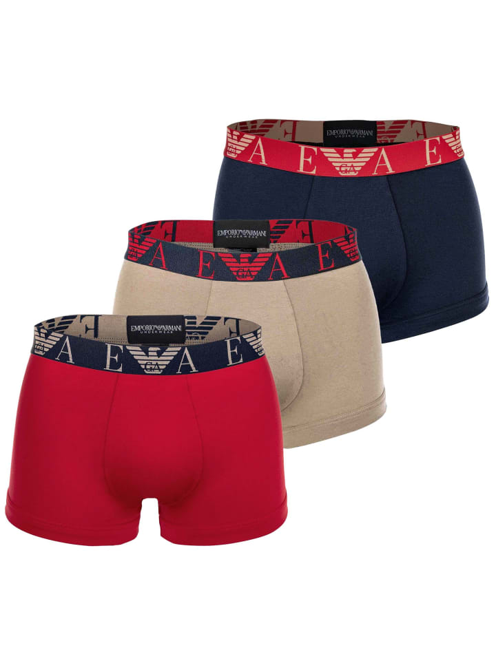

Emporio Armani Комплект из 3 боксерских шорт синего, красного и бежевого цветов