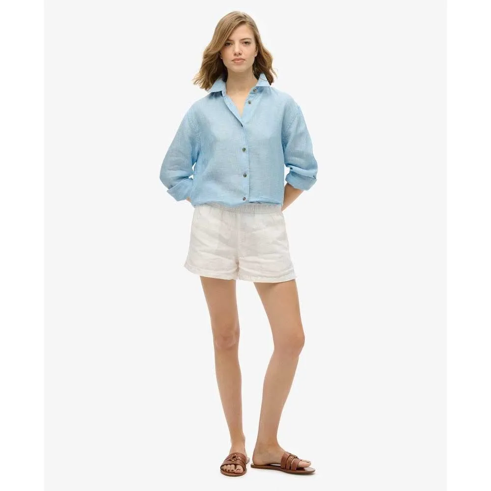 Рубашка с длинным рукавом Superdry Casual Linen Boyfriend, синий — фото 4