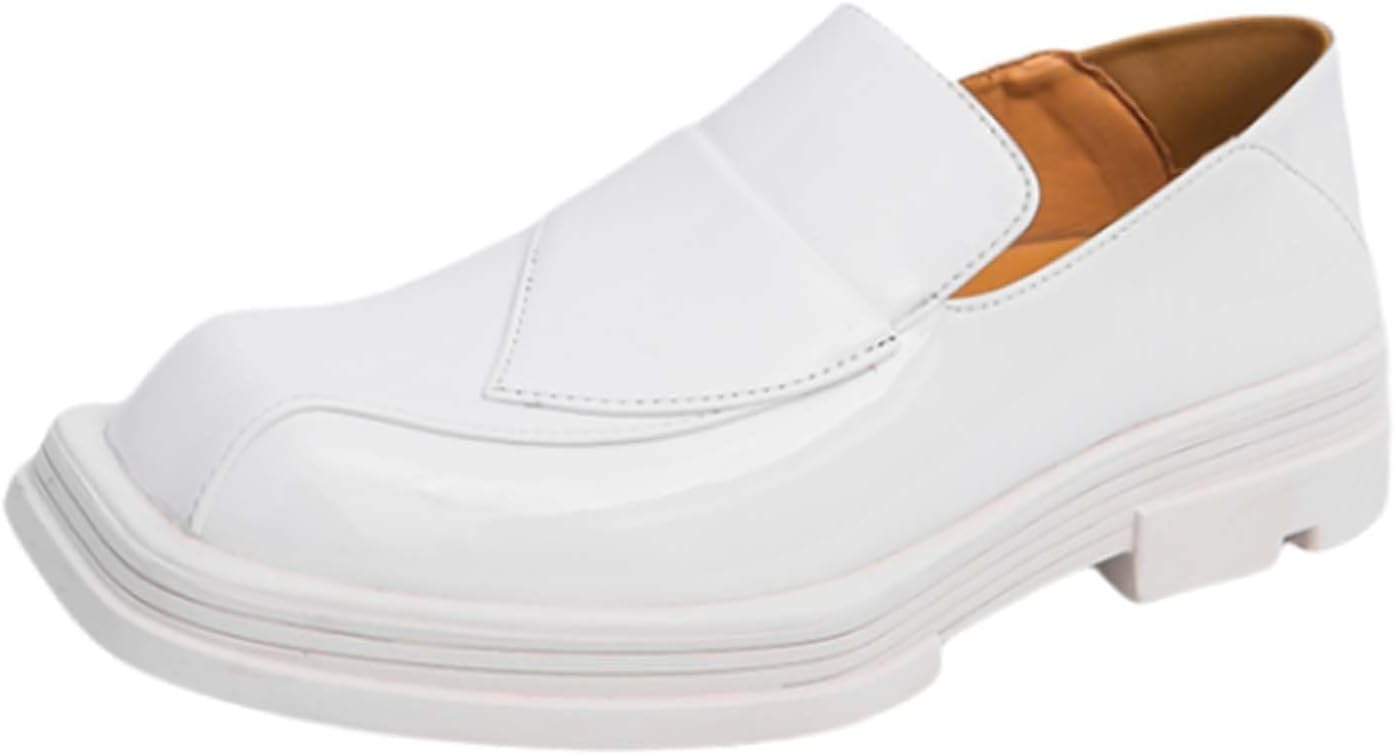 

Мужские дерби с квадратным носком Классические деловые туфли Противоскользящие и удобные Повседневные, для формы, танцев, вечеринок, свадеб Толстая подошва, лоферы Generic, белый