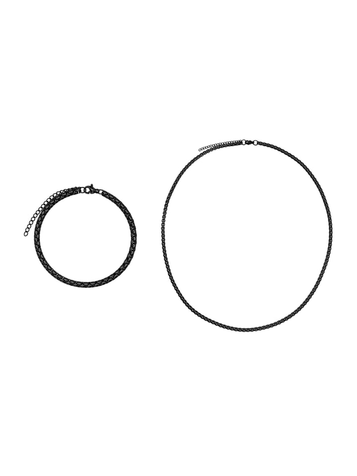 

Steel_Art Мужской ювелирный набор с браслетом и колье, набор Vetus, черный