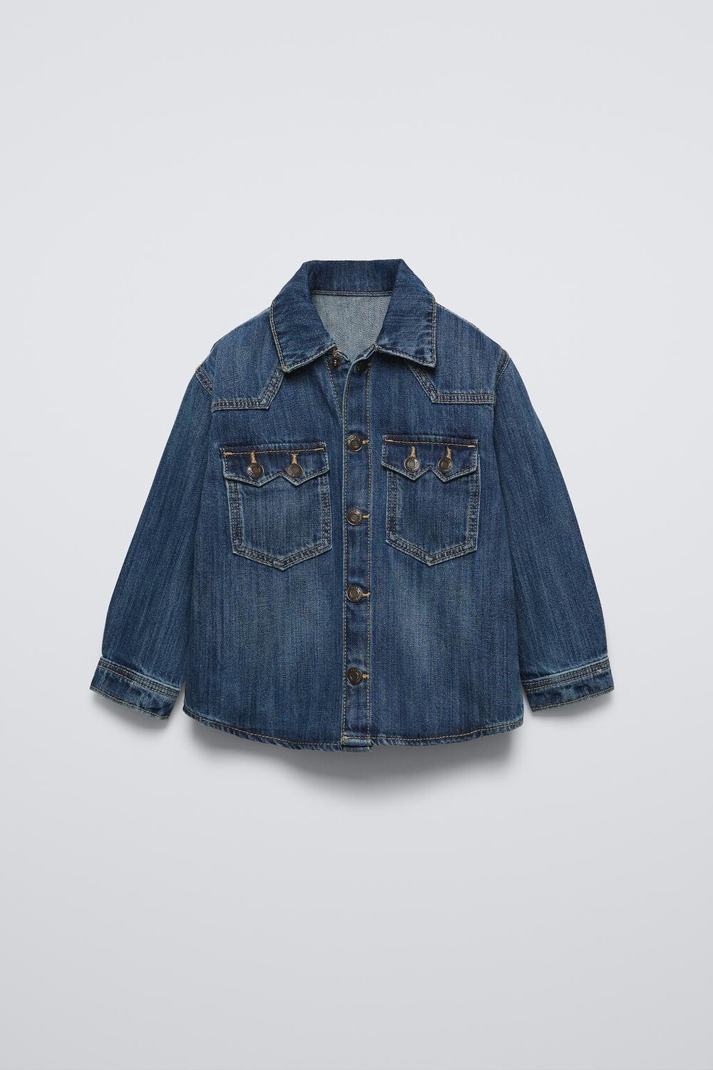 

Джинсовая рубашка с карманами ZARA, синий