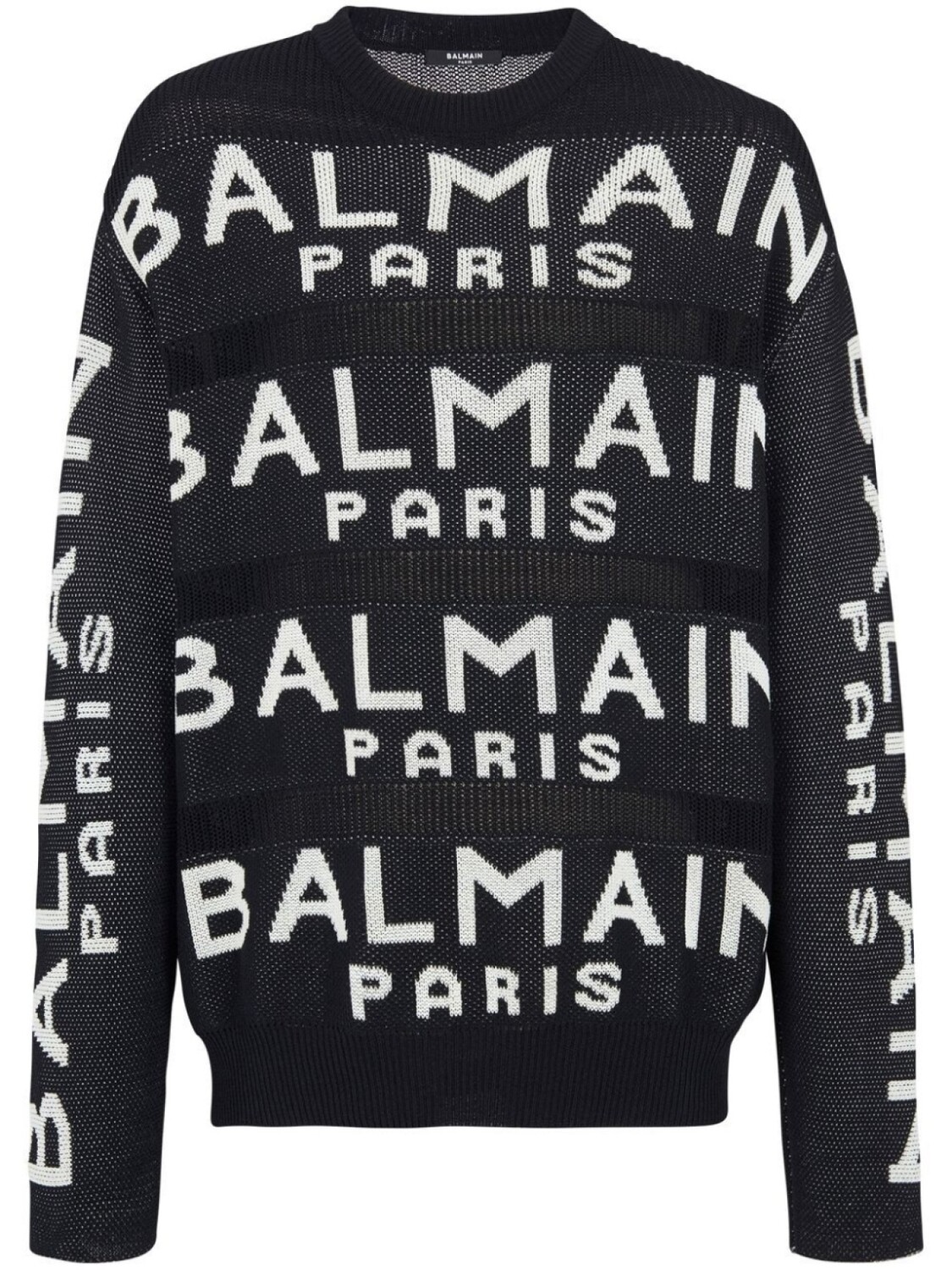 

Balmain logo-intarsia knitted jumper, черный