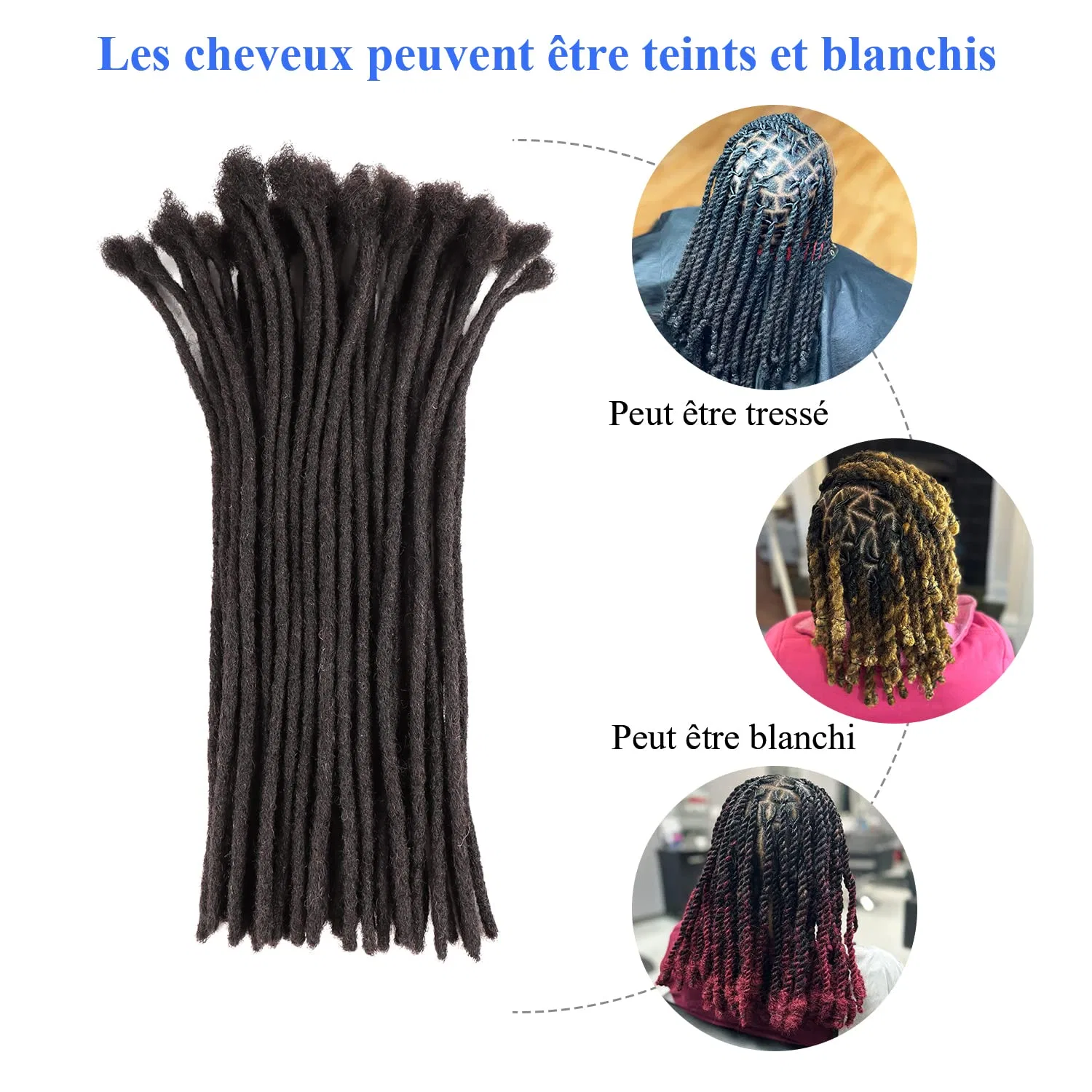Наращивание волос Orientfashion Afro Kinky Dreadlocks, 10 прядей Orientfashion, Natural Black (Can Be Dyed) — фото 2