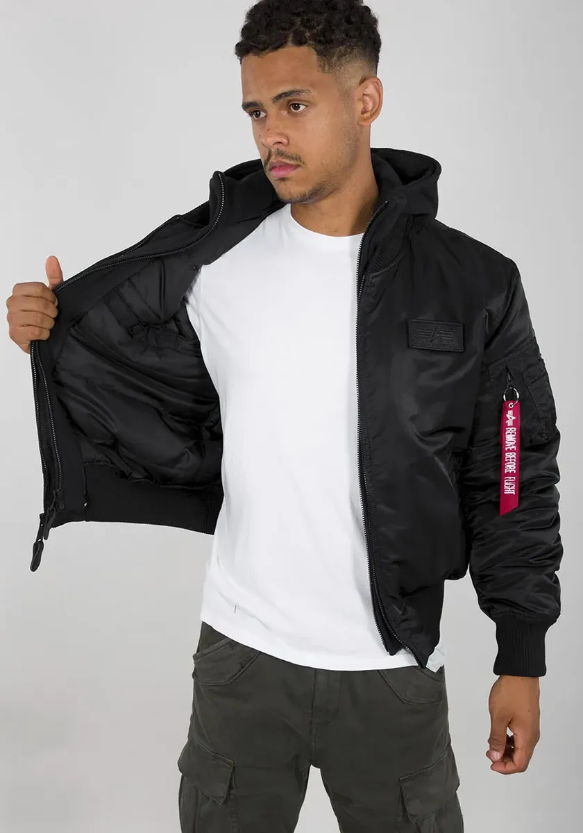 

Куртка-бомбер Alpha Industries "MA-1 ZH Back Print" с капюшоном, черный